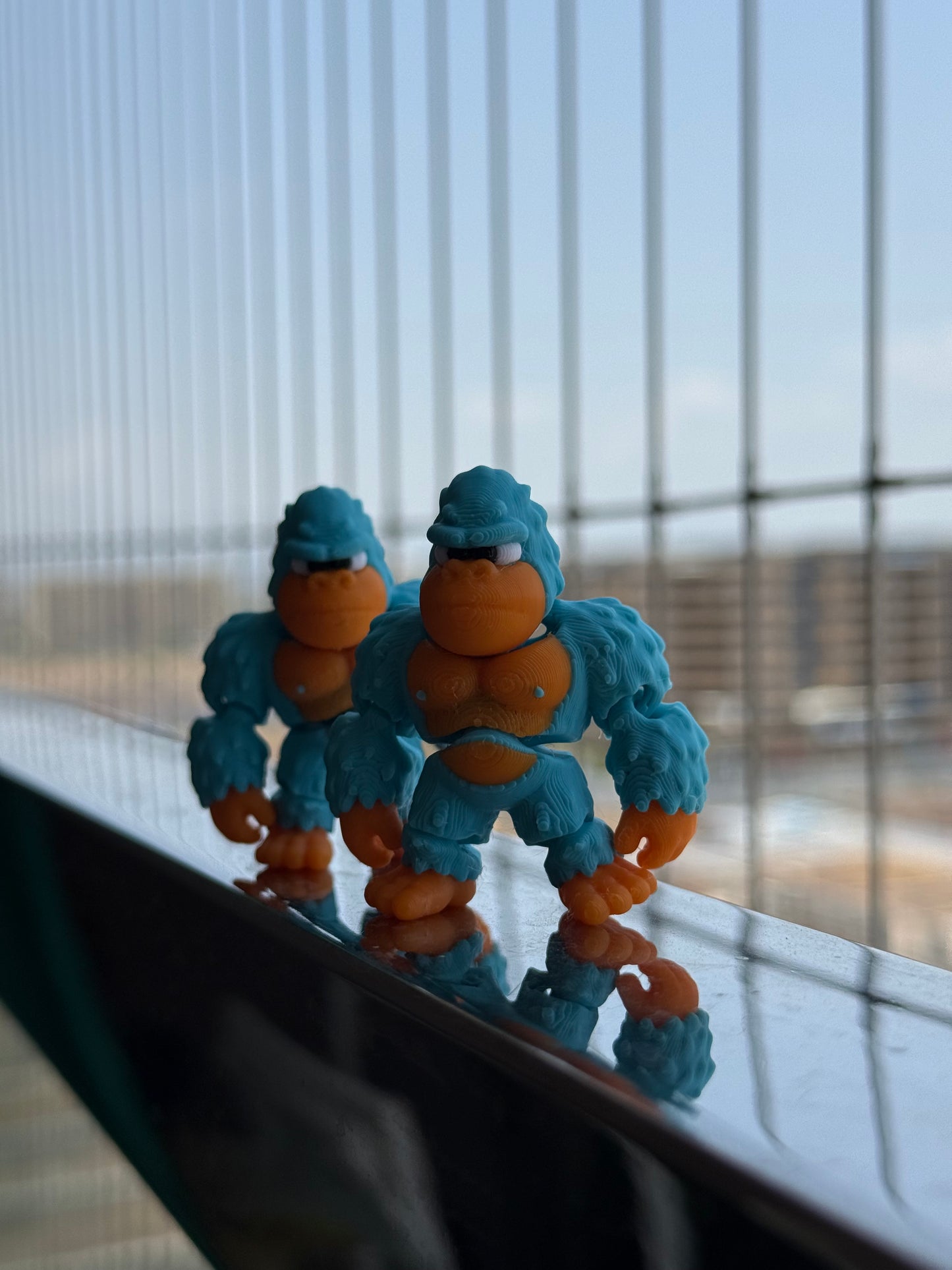 Flexible Gorilla Toy - Blue and Orange - Action Figure Animal