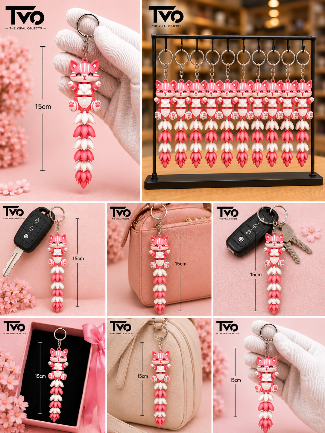 Cute Squirrel Keychain for Girls & Women | Flexible Tail Keyring for Car, Home & Scooty Keys | Kawaii Bag Charm for Handbags & Backpacks | Cute Gift