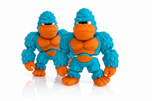 Flexible Gorilla Toy - Blue and Orange - Action Figure Animal