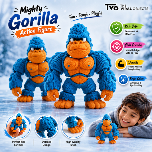 Flexible Gorilla Toy - Blue and Orange - Action Figure Animal